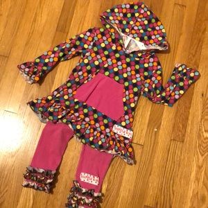 Ruffle girl polka dot knit set
